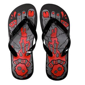 Black & Red Women's Zombie Flip Flops